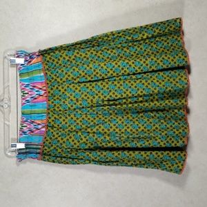 11542 Karma Living green, brown and aqua cotton skirt L/XL NWT
